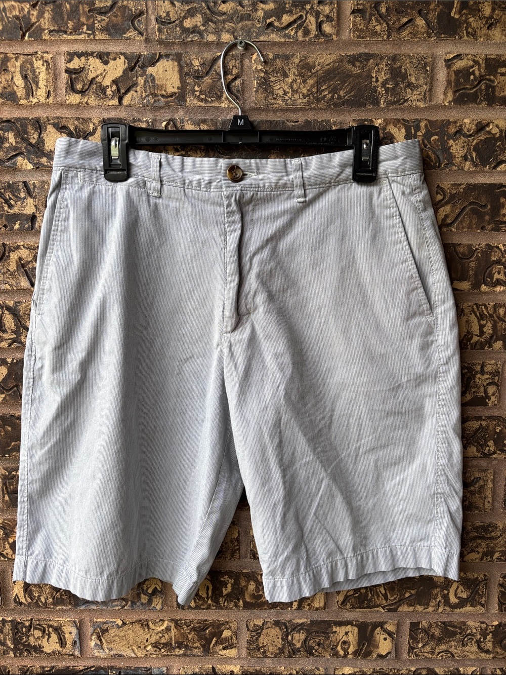 🪷Merona light blue striped men's shorts, flat front, size 32, EUC